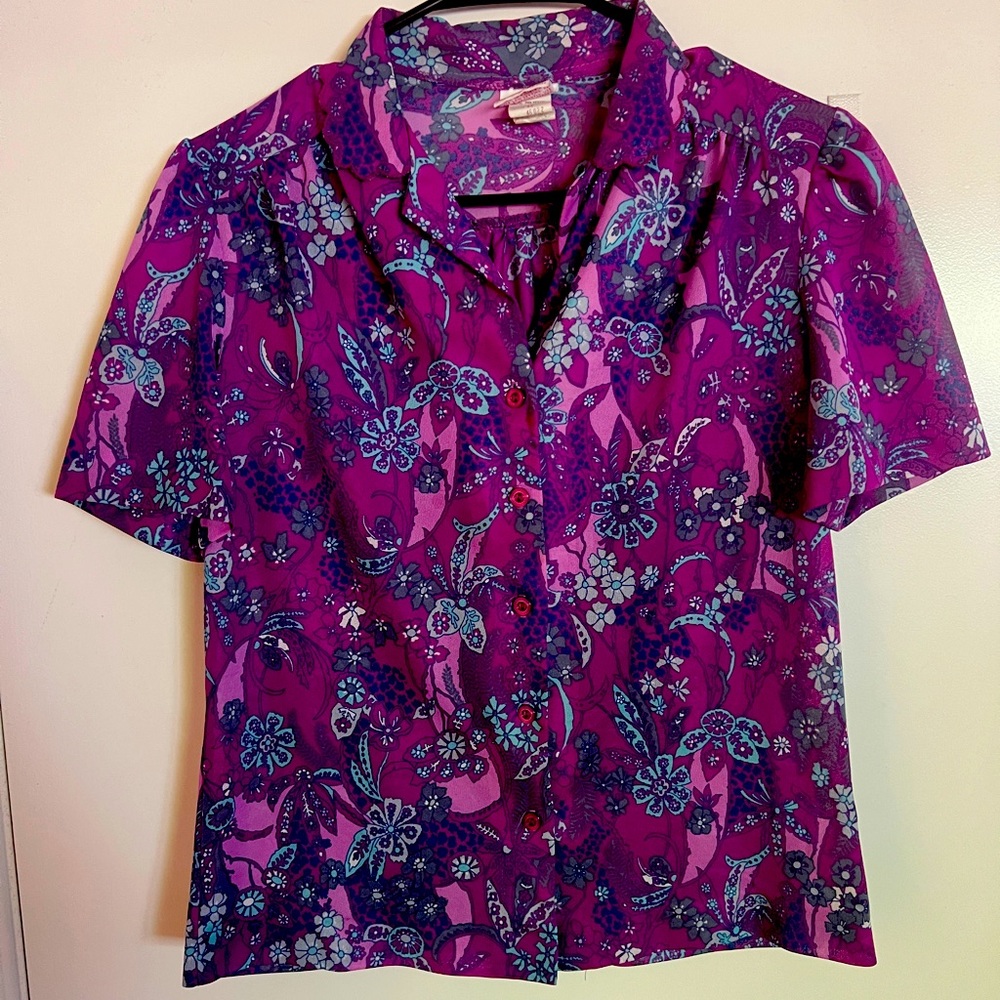 Vintage🌞 Psychedelic🌈 60s/70s⚡️ Mod Button Down Top